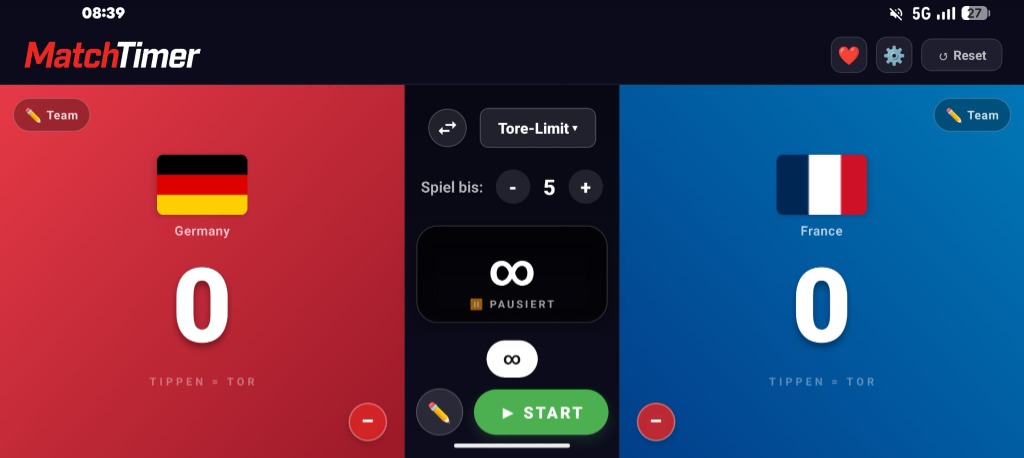 MatchTimer Tore Limit